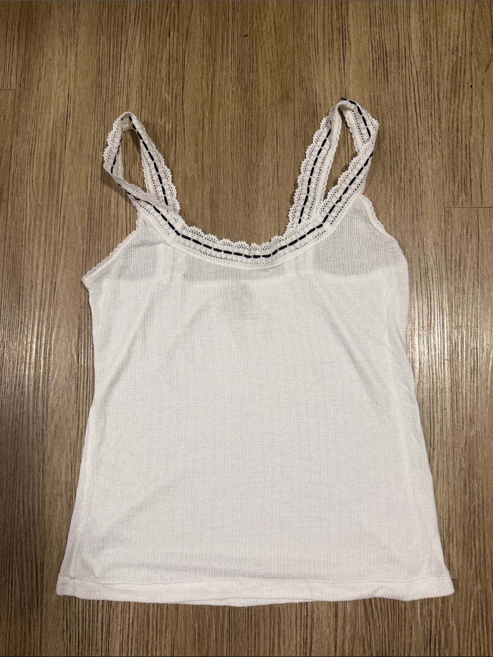 Free Peopld White Lace-Trim Tank Top XL